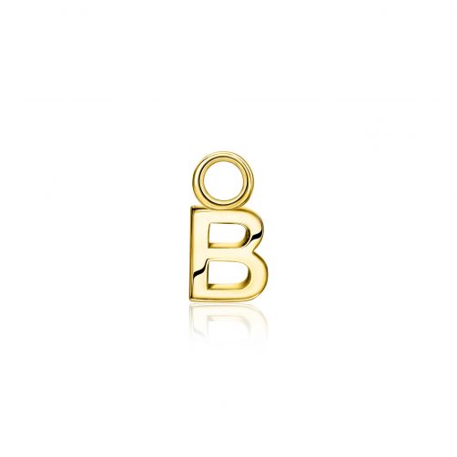 ZINZI Sterling Silver 14K Yellow Gold Plated Letter Ear Pendant B (per piece)
