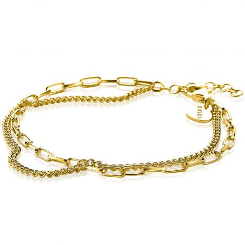 ZINZI zilveren multi-look armband in 14K geel verguld met gourmet en paperclip schakels ZIA1988G