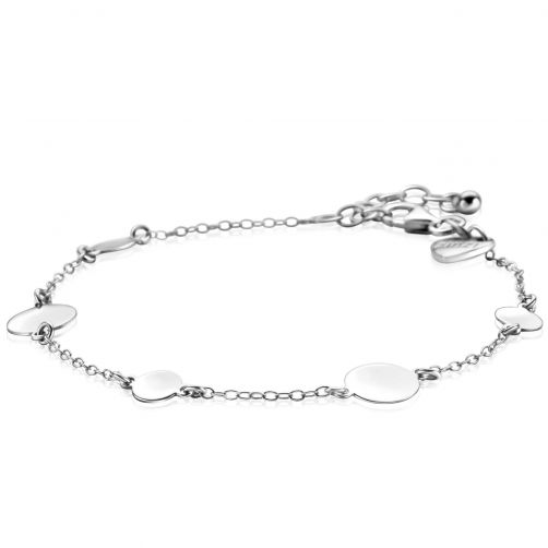 ZINZI Sterling Silver Bracelet with 5 Shiny Coins in Different Sizes 18-21cm ZIA-BF89