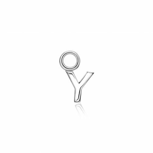 ZINZI Sterling Silver Letter Ear Pendant Y (per piece)