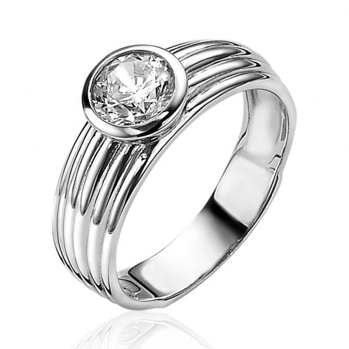 ZINZI Sterling Silver Multi-look Ring with Round Setting 7mm ZIR874
