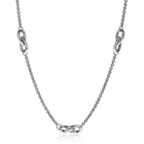 ZINZI Sterling Silver Rolo Chain Necklace with Drop Chains 43cm ZIC2107