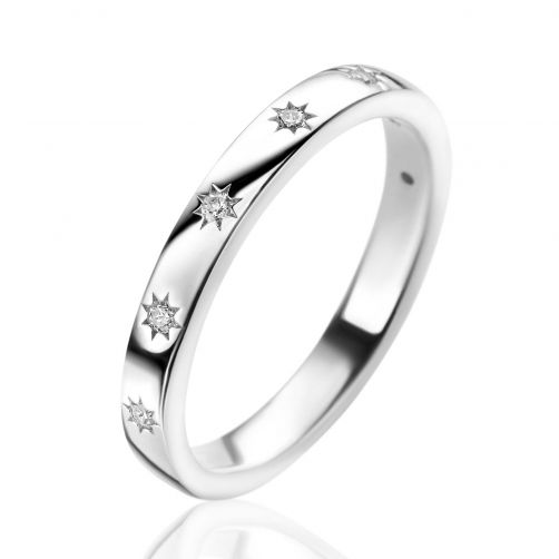 ZINZI Sterling Silver Stackable Ring with 7 Stars White Zirconia width 3mm ZIR2491