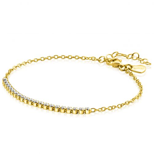 ZINZI Gold Plated Sterling Silver Bracelet Set with 21 White Zirconias 16-19cm ZIA2370Y