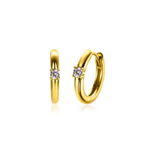 APRIL Hoop Earrings 13mm Gold Plated with Birthstone Diamond White Zirconia