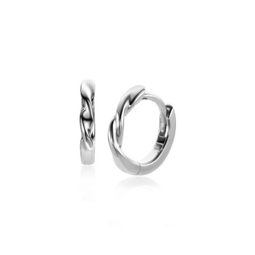 12mm ZINZI Sterling Silver Hoop Earrings with Twisted Tube 12x2mm ZIO2321