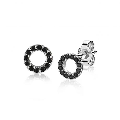 ZINZI Sterling Silver Earrings Open Circle Black ZIO1063Z