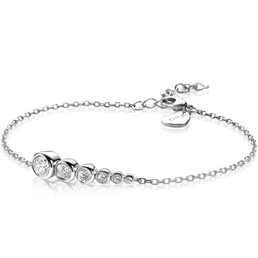 ZINZI Sterling Silver Bracelet Round Settings with White Zirconias  ZIA2053