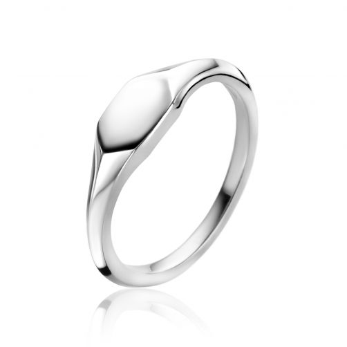 ZINZI Sterling Silver Monogram Ring in Shiny Hexagon shape width 5,5mm ZIR2437