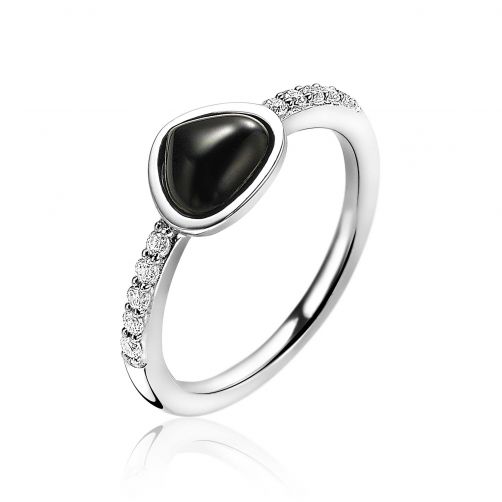 ZINZI Sterling Silver Ring Triangle Black White ZIR1759