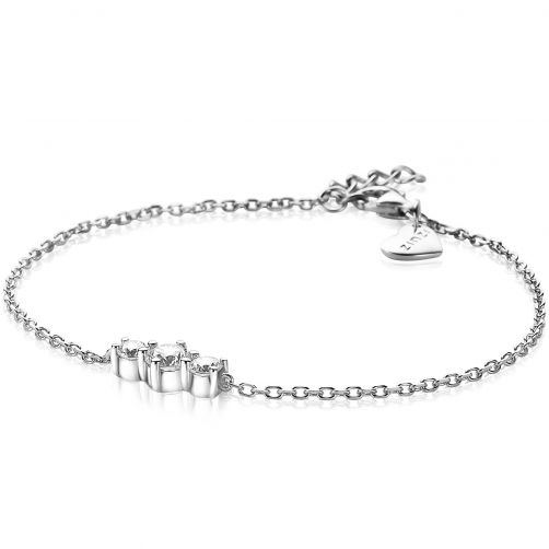 ZINZI Sterling Silver Chain Bracelet Round Zirconia 18-20cm ZIA2136