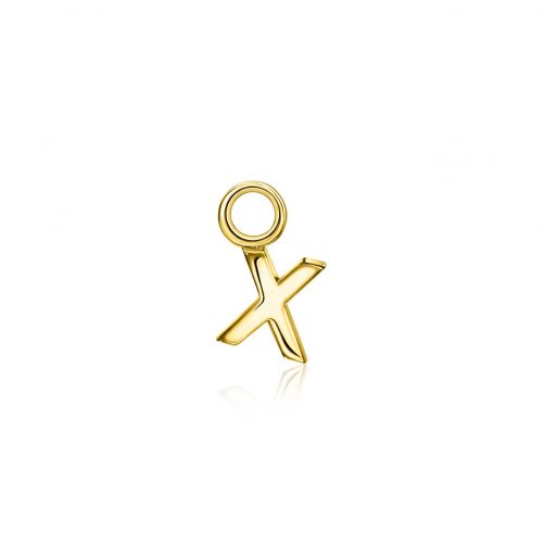 ZINZI Sterling Silver 14K Yellow Gold Plated Letter Ear Pendant X (per piece)
