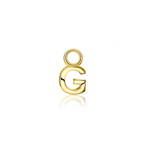 ZINZI Gold Plated Letter Earrings Pendant G price per piece ZICH2145G (excl. hoop earrings)