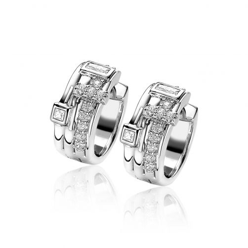 18mm ZINZI Sterling Silver Hoop Earrings White Zirconias 18x8mm ZIO2012