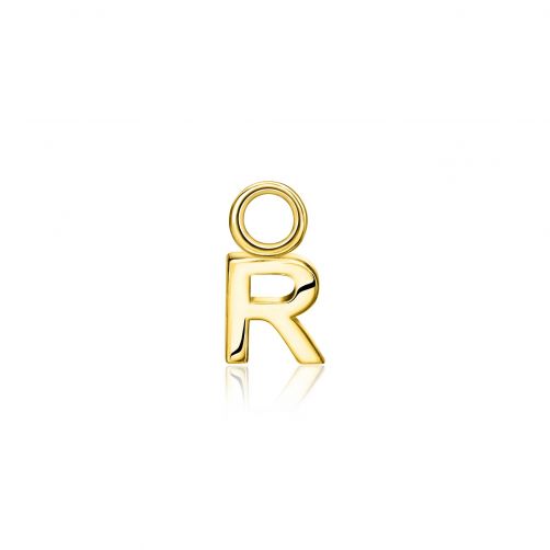 ZINZI Gold Plated Letter Earrings Pendant R price per piece ZICH2145R (excl. hoop earrings)