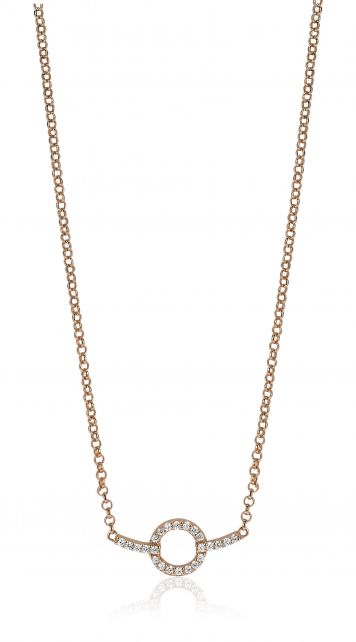 ZINZI zilveren ketting rosé verguld strak rond design wit 42-45cm ZIC1063R