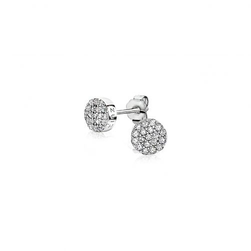 6mm ZINZI Sterling Silver Stud Earrings Round White ZIO1376Z