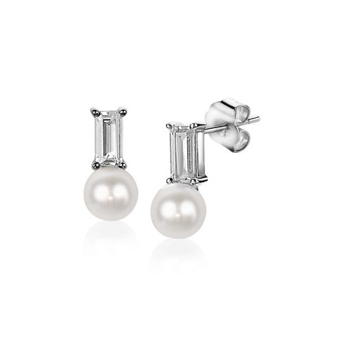 ZINZI Sterling Silver White Pearl Ear Studs White