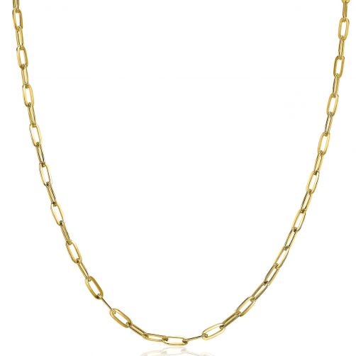 ZINZI Sterling Silver Necklace 14K Yellow Gold Plated Paperclip Chain 2,7mm
