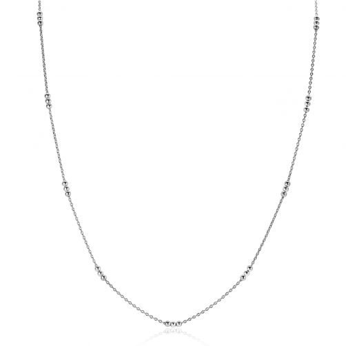 ZINZI Sterling Silver Necklace with Fine Rolo Chain and Trio Beads 42-45cm ZIC2465