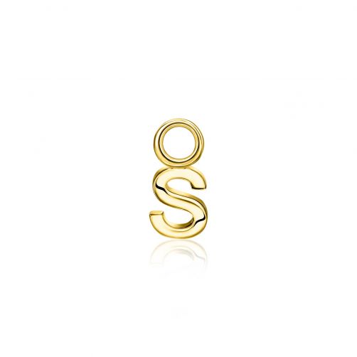 ZINZI Sterling Silver 14K Yellow Gold Plated Letter Ear Pendant S (per piece)