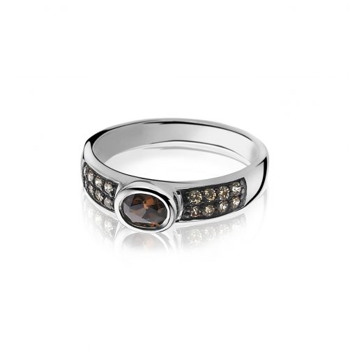 ZINZI zilveren ring bruin ZIR1044C