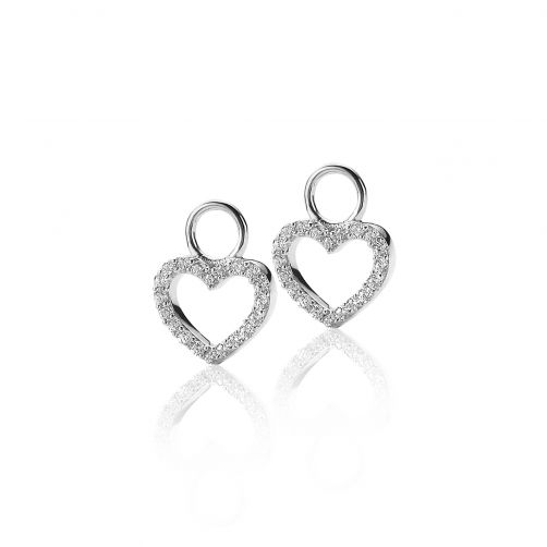 ZINZI Sterling Silver Earrings Pendants Heart Zirconia ZICH1098 (excl. hoop earrings)