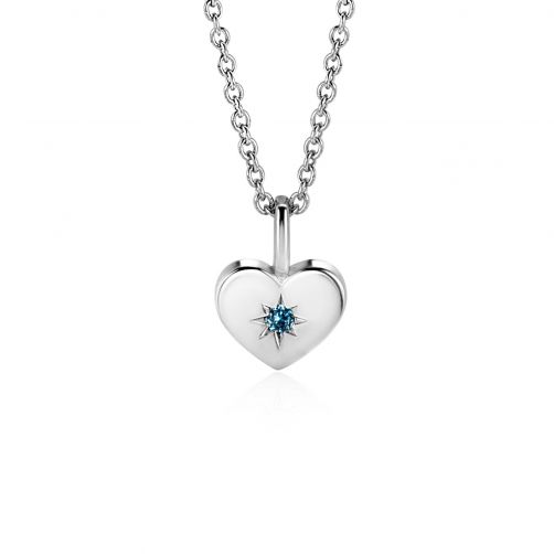 DECEMBER Pendant 12mm Sterling Silver Heart Birthstone Blue Topaz Zirconia (excl. necklace)
