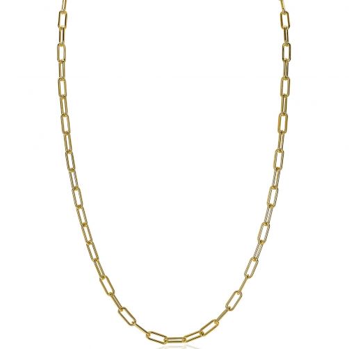 ZINZI Gold Plated Sterling Silver Paperclip Chain Necklace 45cm ZIC2202G