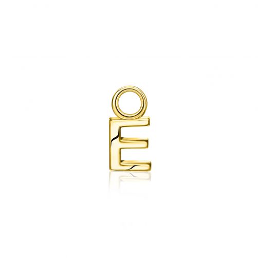 ZINZI Sterling Silver 14K Yellow Gold Plated Letter Ear Pendant E (per piece)