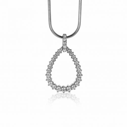 23mm ZINZI Sterling Silver Pendant Open Drop Shape White Zirconias ZIH2123 (excl. necklace)