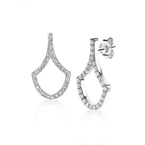 ZINZI zilveren oorknoppen 22mm fantasie vorm witte zirconia's ZIO1946L