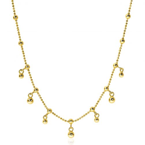 ZINZI zilveren bolletjes schakelcollier geelverguld met grotere bollen 40-43cm ZIC1985G