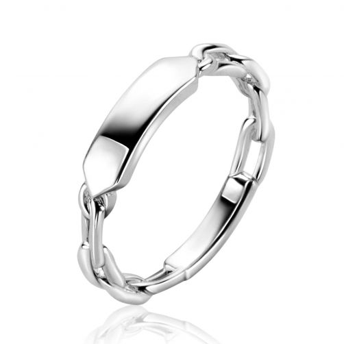 ZINZI Sterling Silver Ring with Paperclip Chains and Rectangular Bar ZIR2530