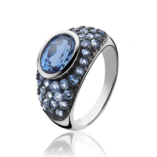 ZINZI Sterling Silver Ring Blue ZIR1045B