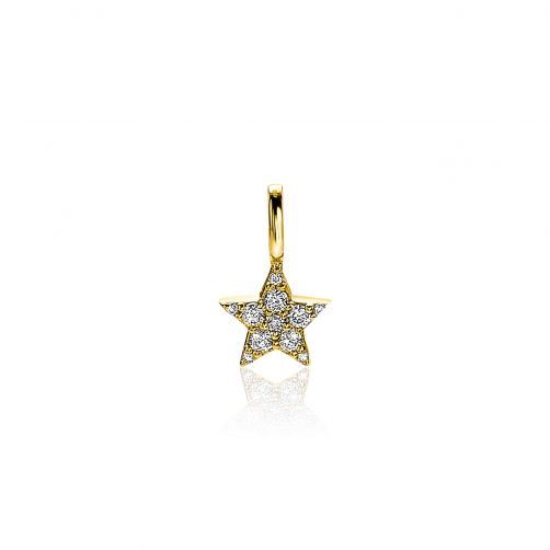 ZINZI Sterling Silver ster Pendant in 14K Yellow Gold Plated 13mm