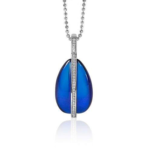 ZINZI zilveren hanger blauw wit 37mm ZIH1760
