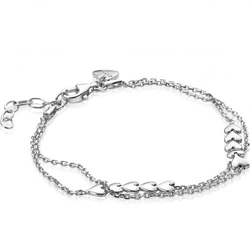 ZINZI Sterling Silver Chain Bracelet Hearts 17-20cm ZIA1940