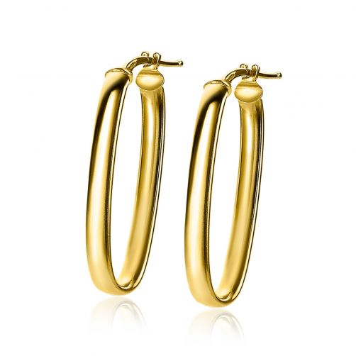 35mm ZINZI Gold Plated Sterling Silver Hoop Earrings Oval 35x4mm ZIO2164G