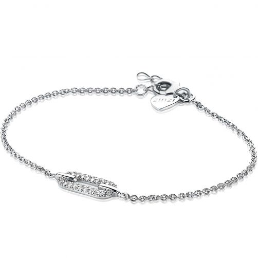 ZINZI zilveren luxueuze armband ovaal wit ZIA1894