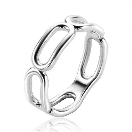 ZINZI Sterling Silver Ring with Large Oval Chains 6mm width ZIR2567