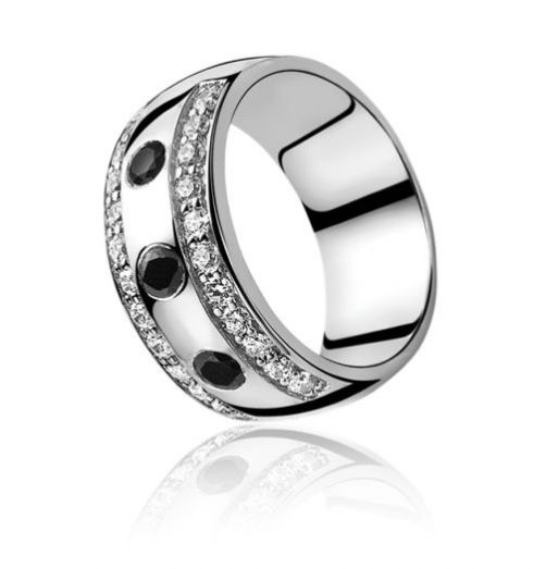 ZINZI zilveren ring zwart ZIR550Z