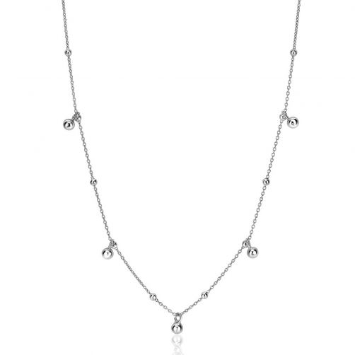 ZINZI Sterling Silver Fine Chain Necklace with Small and Large Beads 43-48cm ZIC2540