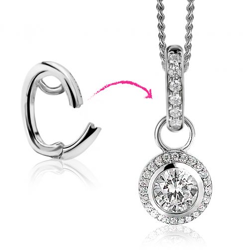 ZINZI Sterling Silver Pendant White Zirconias to wear Earrings Pendants on a Necklace ZIH2CH