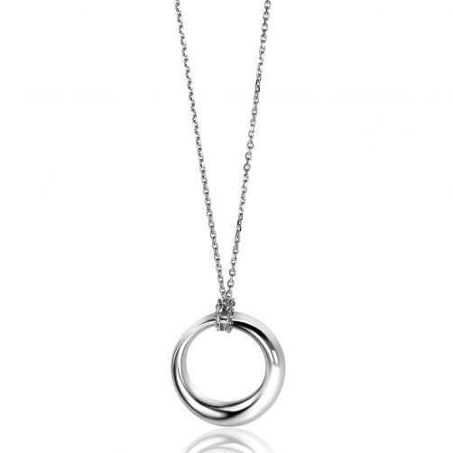 ZINZI Sterling Silver Anchor Chain Necklace 40-45cm with Open Pendant in Organic Shape (22mm) ZIC2476