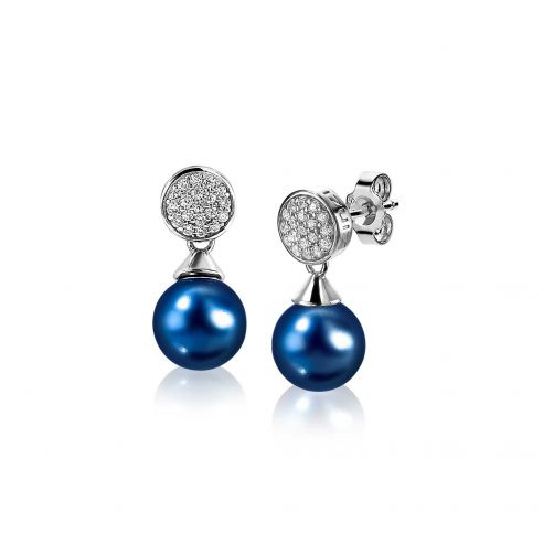 ZINZI Sterling Silver Pearl Stud Earrings Blue ZIO1151B