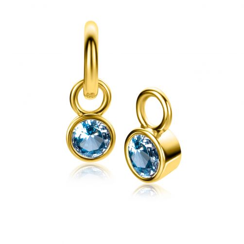 DECEMBER Earrings Pendants Gold Plated with Birthstone Blue Topaz Zirconia (excl. hoop earrings)