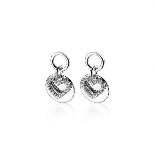 ZINZI Sterling Silver Earrings Pendants Double Heart ZICH1767 (excl. hoop earrings)