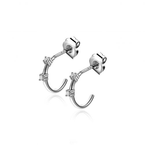 11mm ZINZI Sterling Silver Stud Earrings Hoop White Zirconia ZIO2175