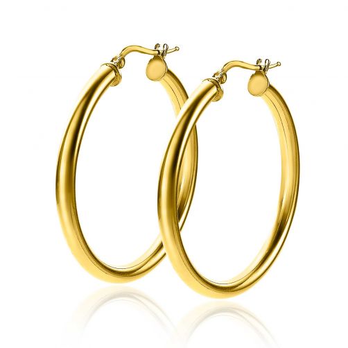 36mm ZINZI Gold Plated Sterling Silver Hoop Earrings 36x3mm ZIO2179G